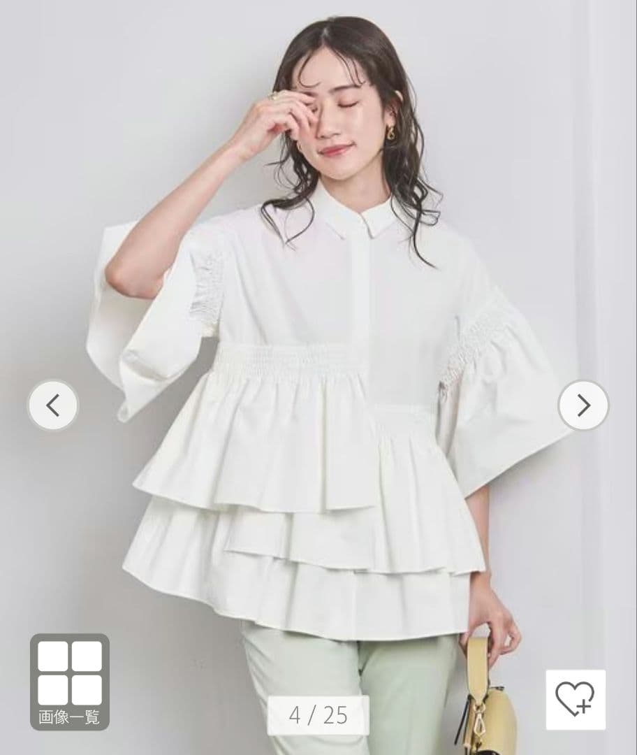 華やか★美品★ユナイテッドアローズ　イレギュラーシャーリングブラウスソリッド　M