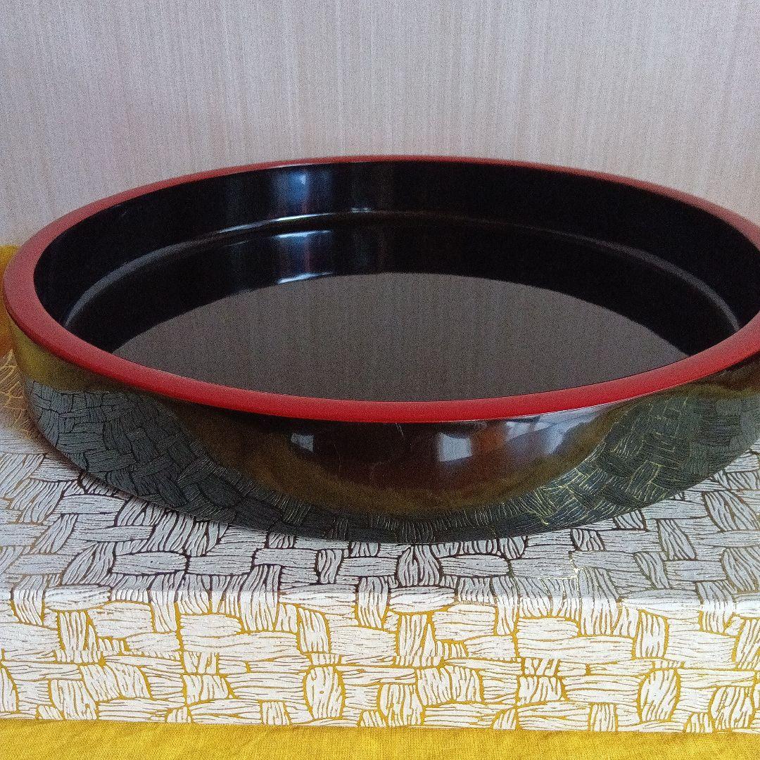 輪島塗　布着本堅地　丸盆　 奥田漆器店　天然木　伝統工芸品
