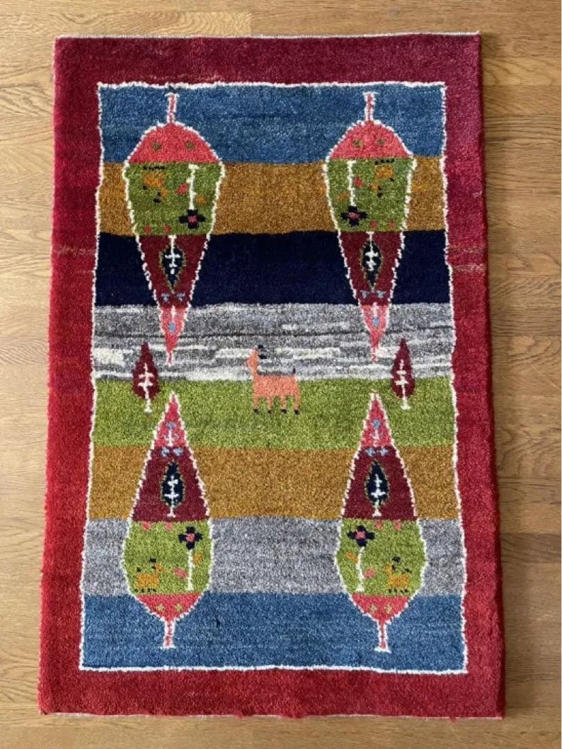 ギャッベ 玄関マット 本物 ペルシャ手織り アマレ ブランド サイズ 61×91