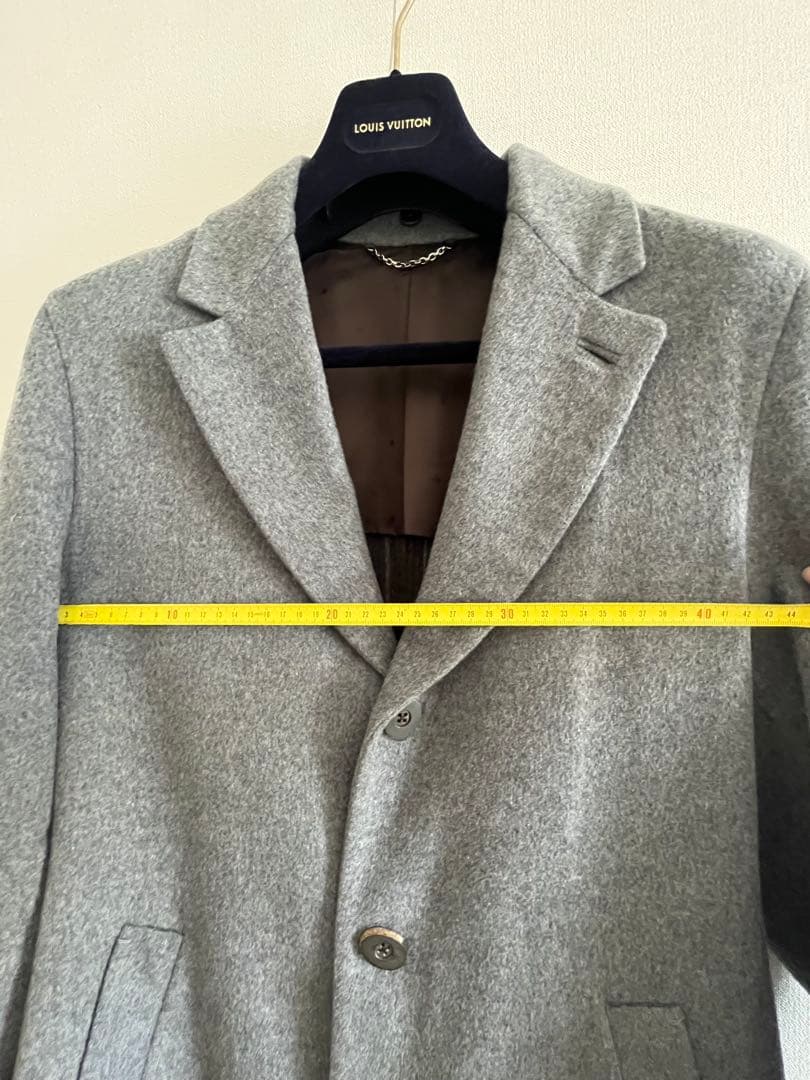 Louis Vuitton size46美品グレーコート ウール90%ヴィトン