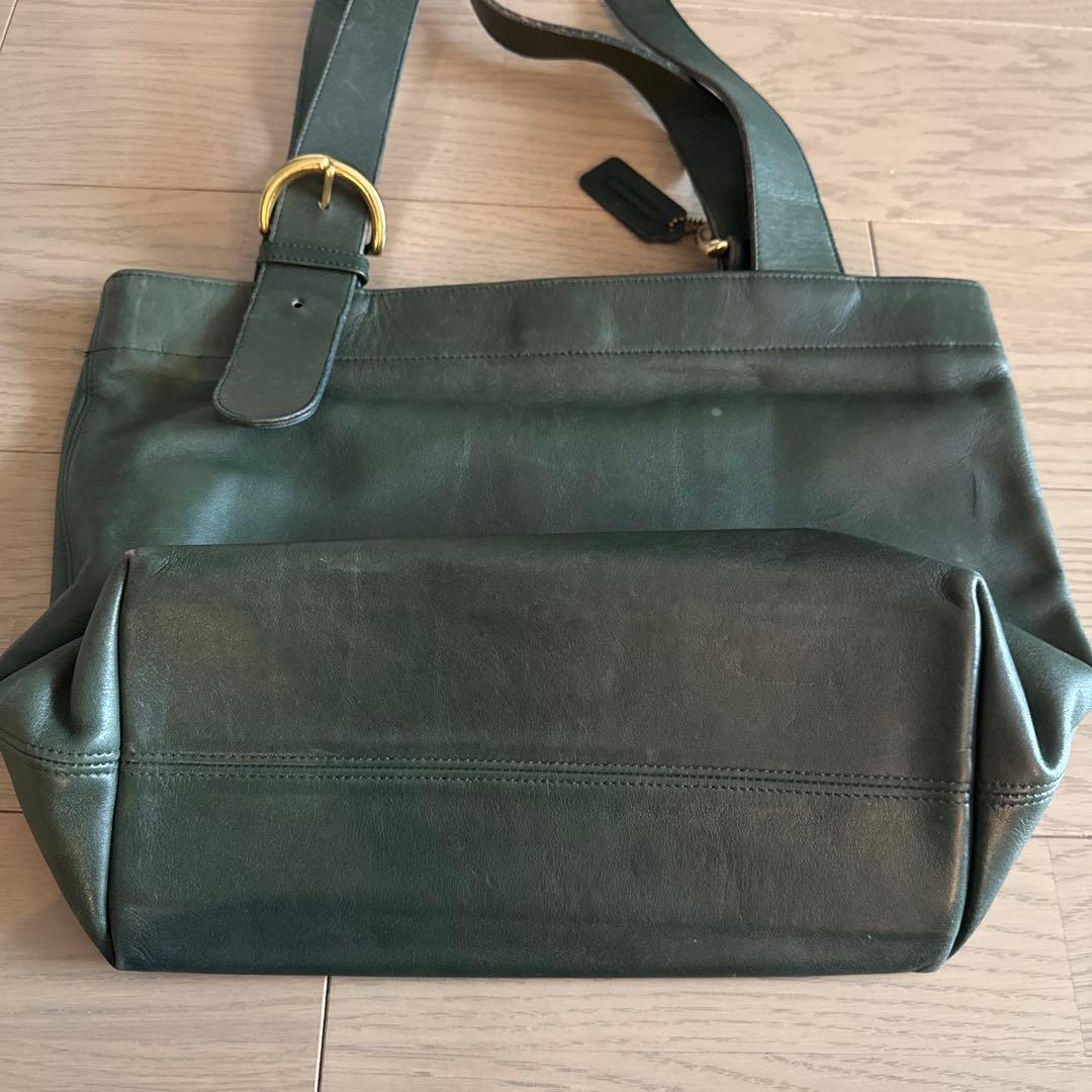 オールドコーチ　レザートートバッグ　タグ付き　ダークグリーン
