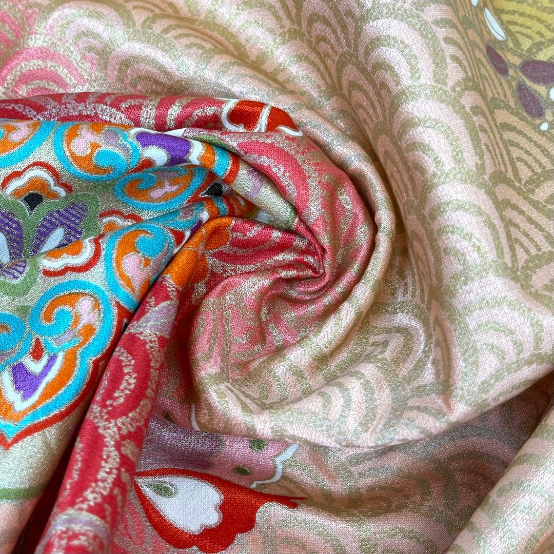 【着物と帯 時流】O24221s◆七五三7才女の子着物+長襦袢セット◆正絹 金彩