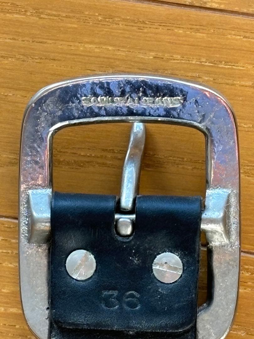 サムライジーンズ　本革極厚　ヘビィーカーブベルド黒 サイズ36