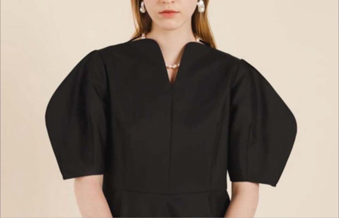 Heve ハートネットペプラムブラウス　ブラック