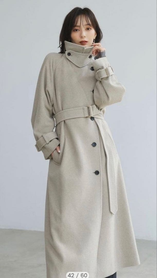 anuans ✨ウールトレンチコート 2024AW ♡GREY BEIGE