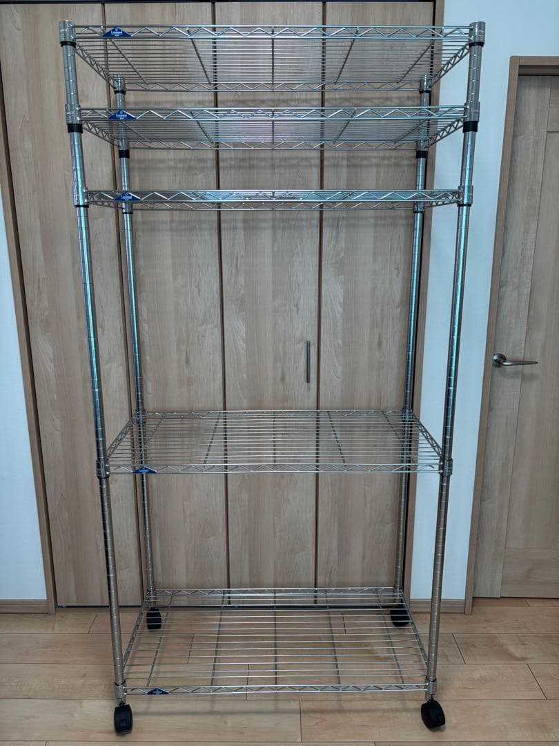 みんた様購入専用ルミナススリムキャスター付シルバー5段ラック　カバー付　90幅