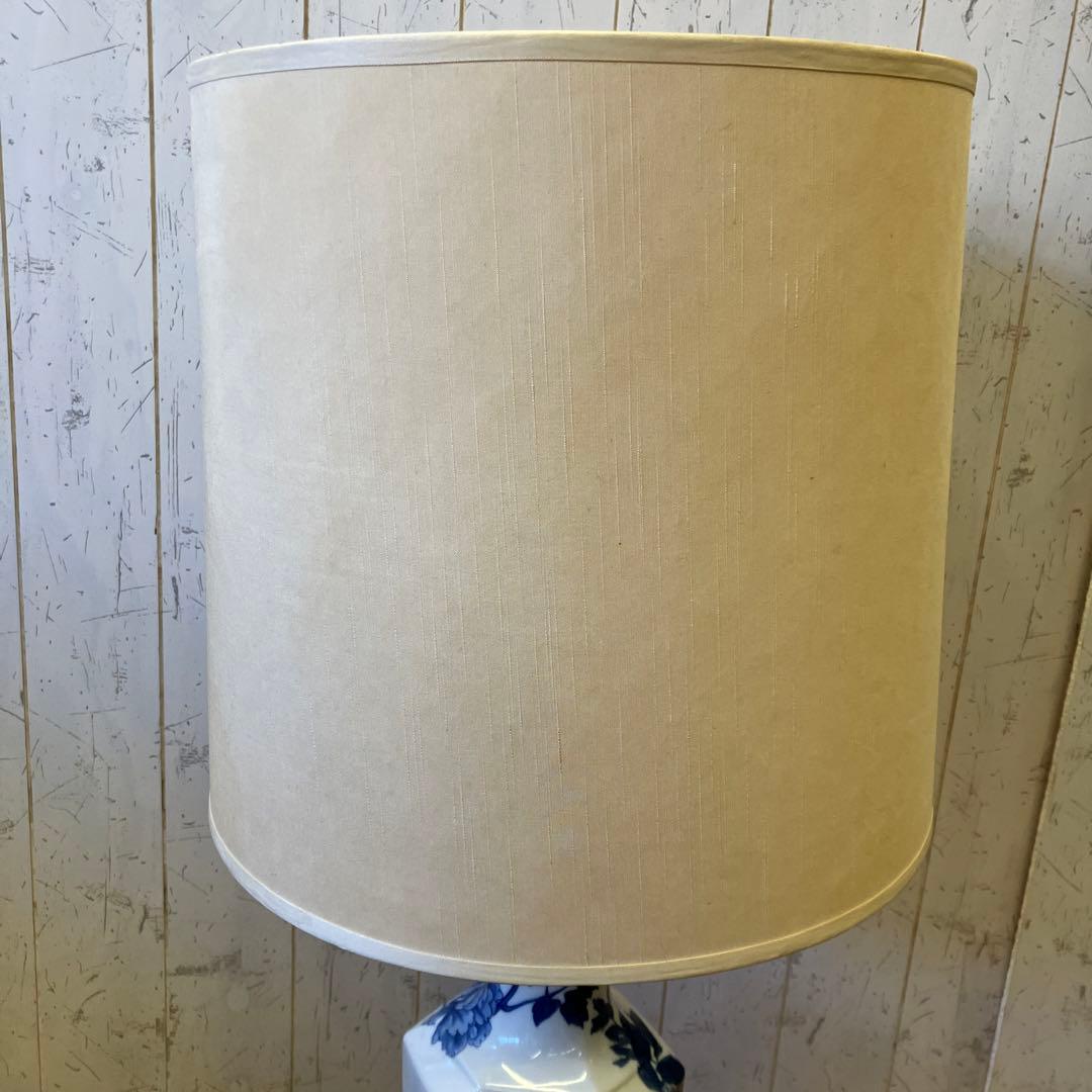 昭和レトロ 陶器製 染付 牡丹 透かし スタンドランプ フロアライト 照明器具