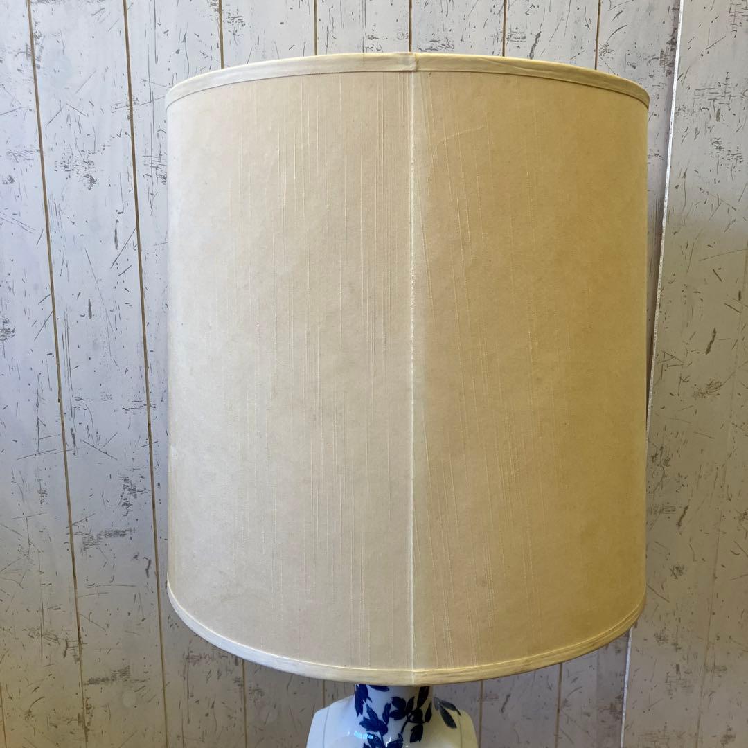 昭和レトロ 陶器製 染付 牡丹 透かし スタンドランプ フロアライト 照明器具