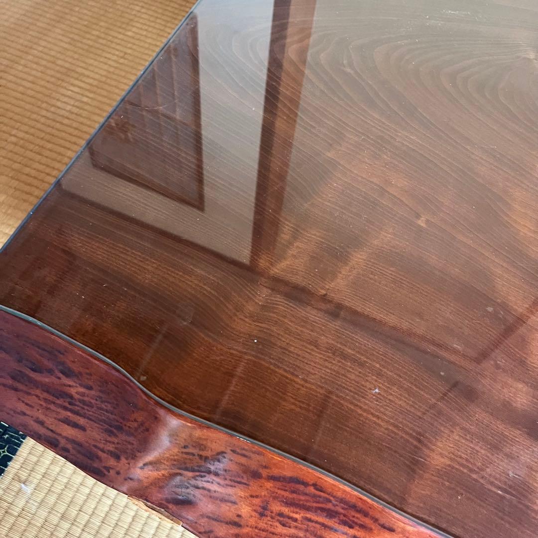 9/30まで！ 配送 設置費込み！ 天然木一枚板　座卓　ガラストップあり