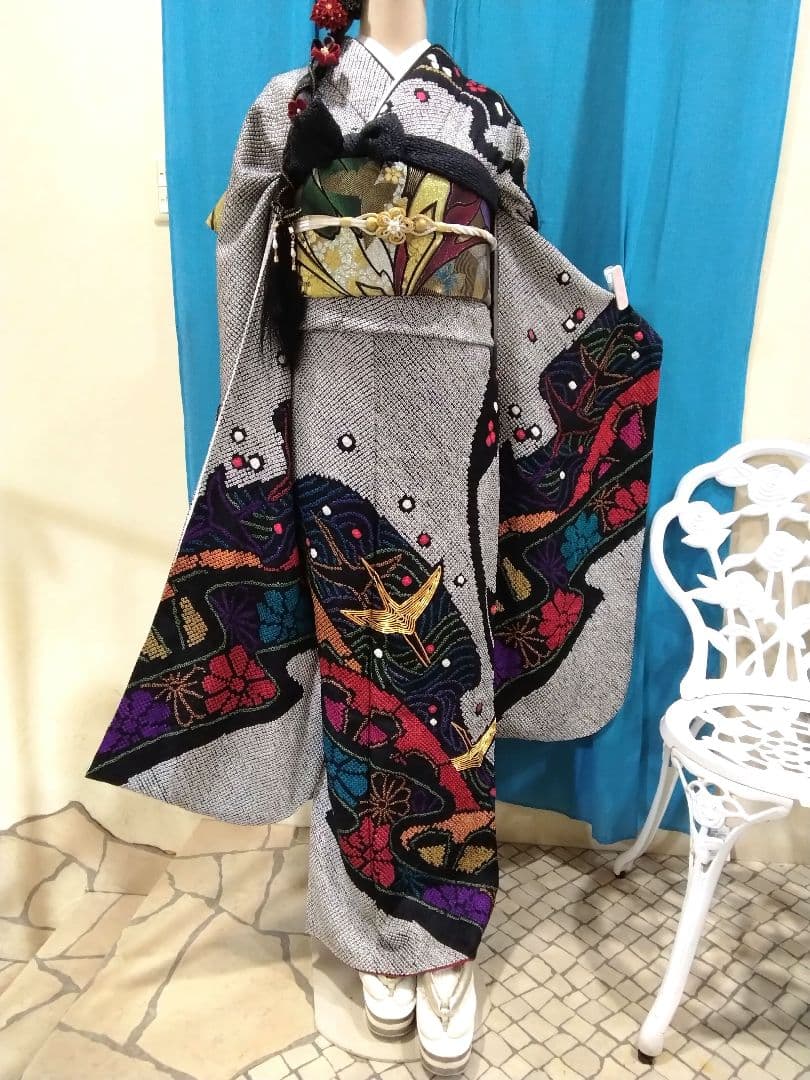 振袖フルセット、正絹総絞り、成人式、重ね衿、帯揚げ帯締め、西陣袋帯、長襦袢