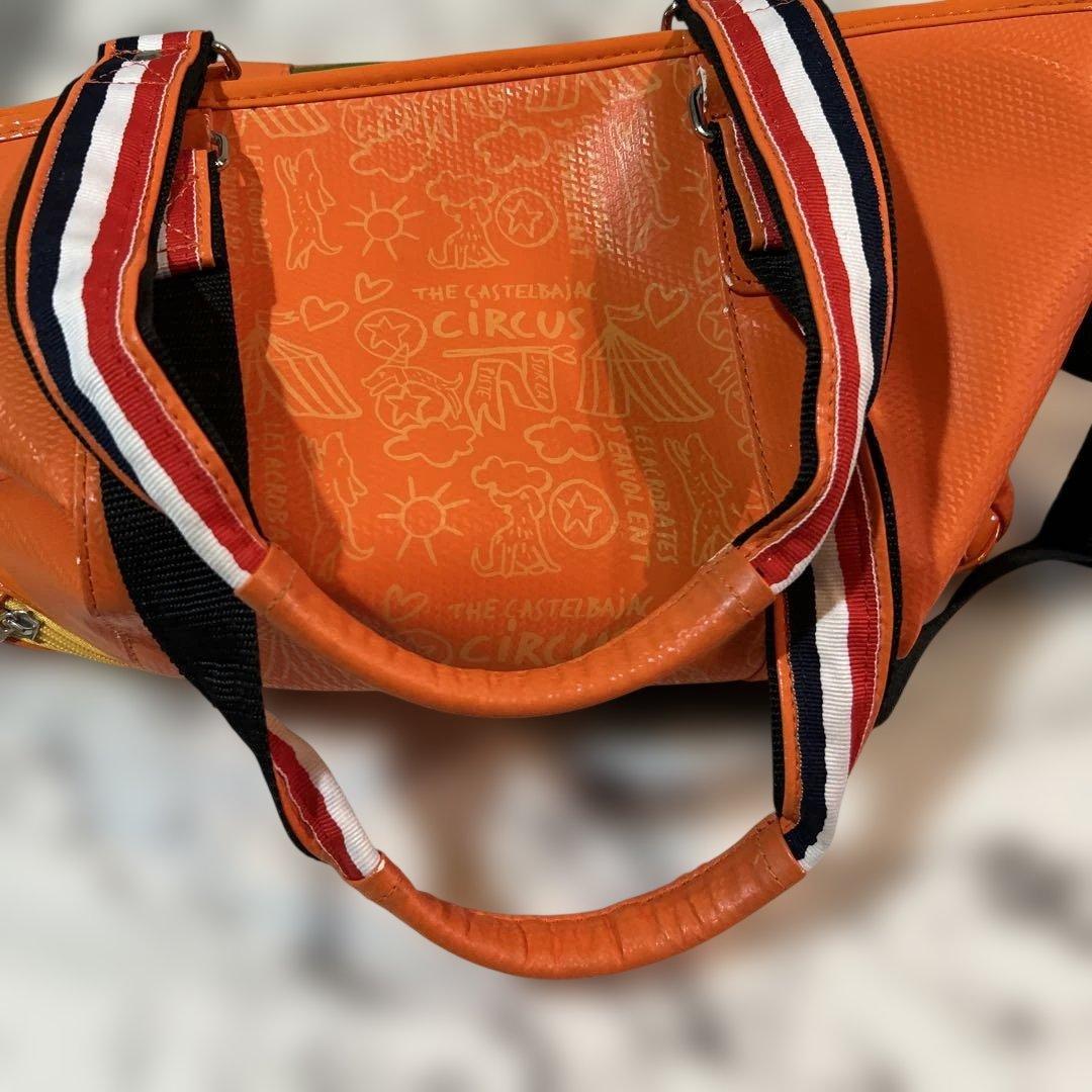 美品☆カステルバジャック　ゴルフ　ボストンバッグ　多機能　防水　オレンジ　肩紐付