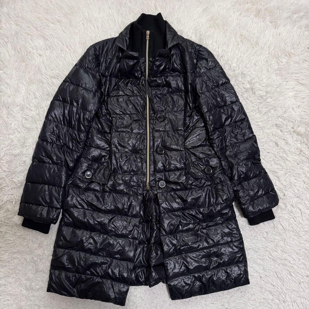 希少XLサイズ相当　ヘルノ　ダウンコート　ライトダウン　レイヤード　ブラック