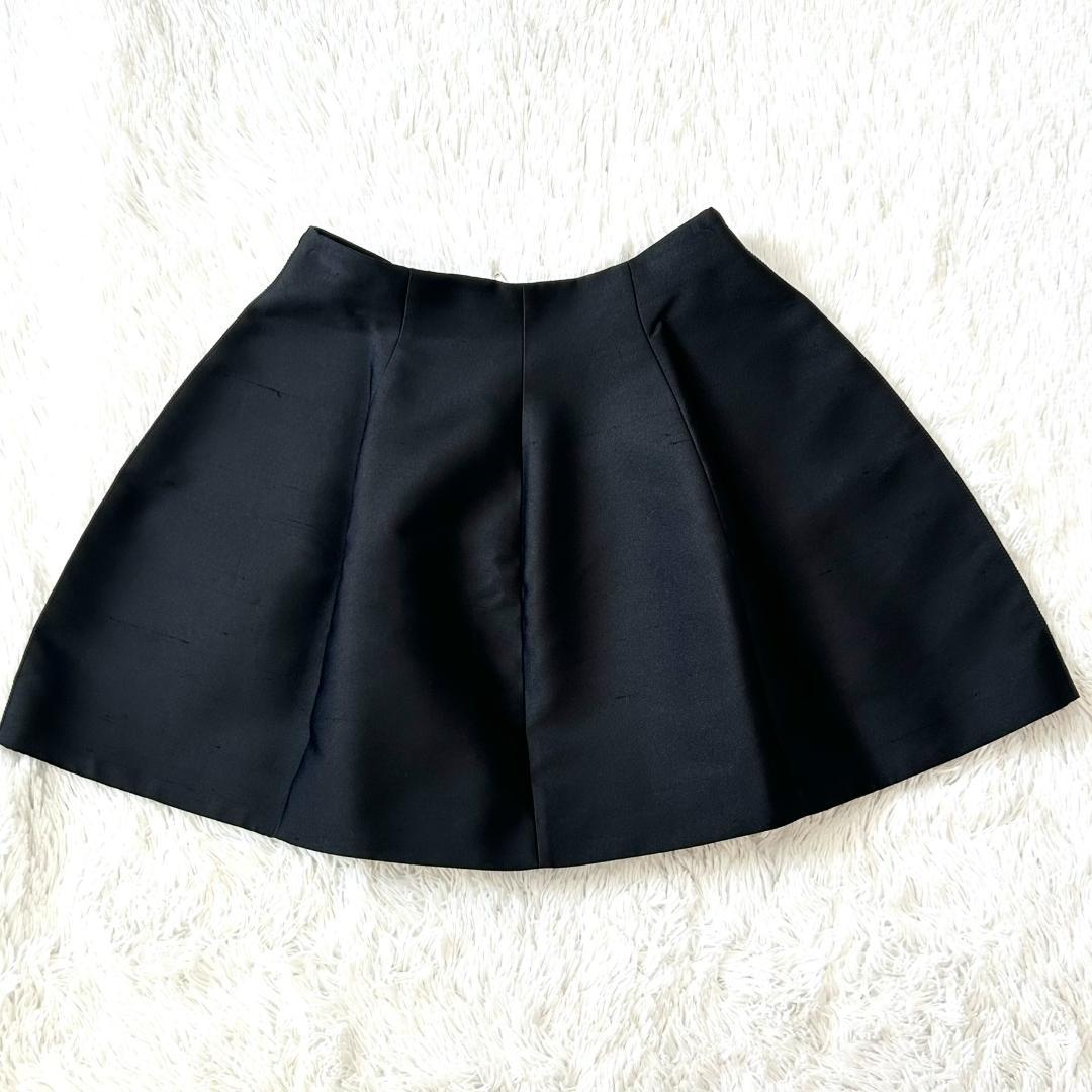 ルイヴィトン　現行　スカート　フレア　黒　シルク混　３８　M　レディース