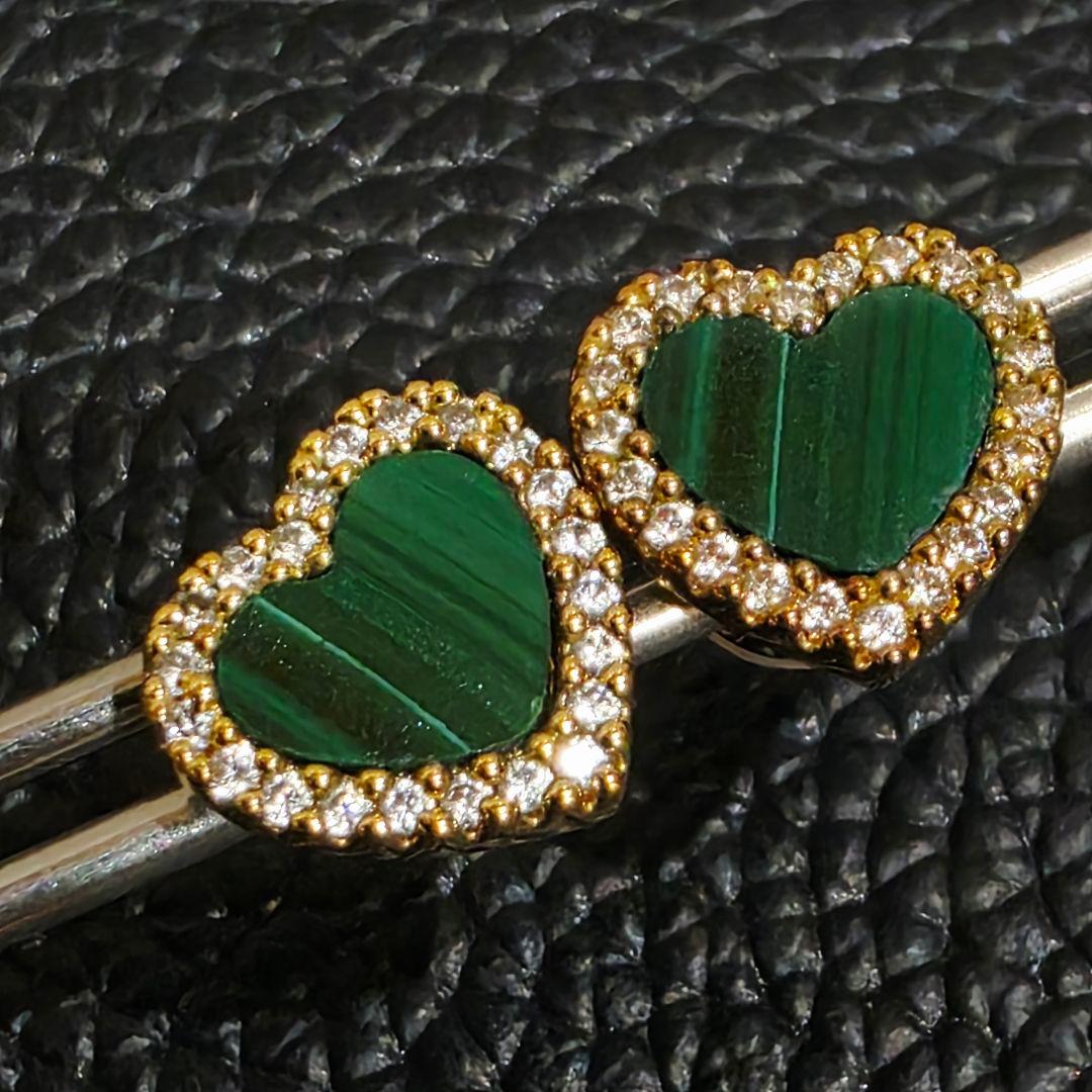 APMモナコ APMMonaco ミニマラカイト ハート ピアス グリーン