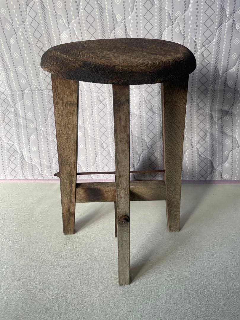 かなり古い 丸椅子 木製 スツール レトロ アンティーク ヴィンテージ チェア