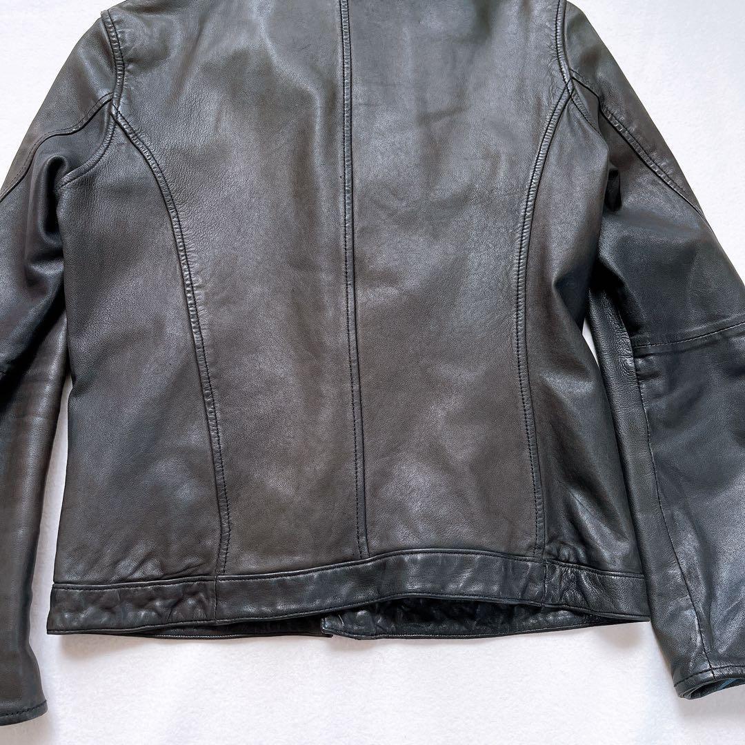 ジャーナルスタンダード ライダース レザージャケット 羊革 黒 ノーカラー 変型