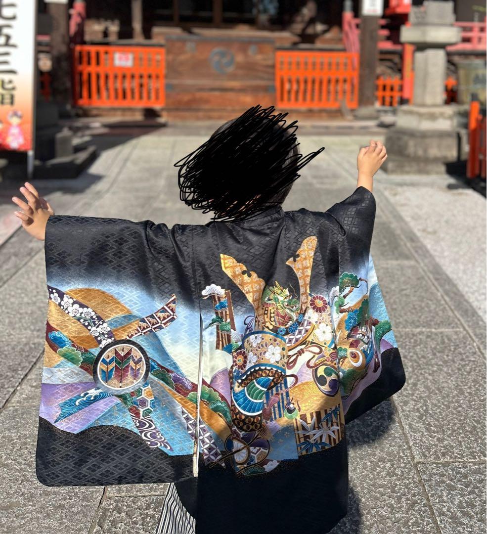 【フルセット】 七五三 着物 男の子 5歳 羽織袴セット 肩上げ済み