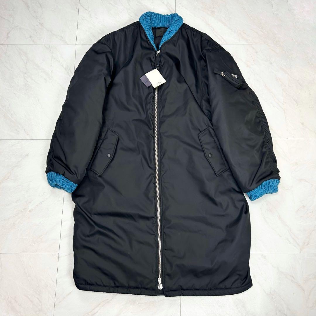 未使用に近い 2022 PRADA ラフシモンズ プレート ロングジャケット M