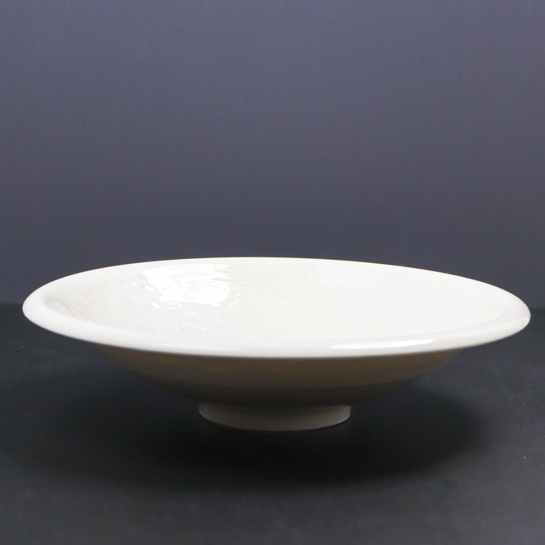 塚本快二 快山窯 白瓷 菓子鉢 25cm 白磁 共箱 美品