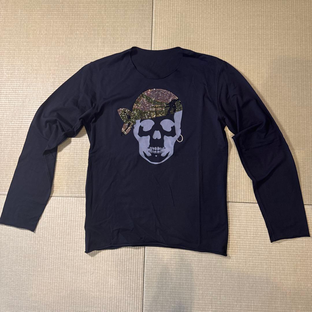 ルシアンペラフィネ 迷彩バンダナスカル スワロ クリスタル ロングTシャツM美品