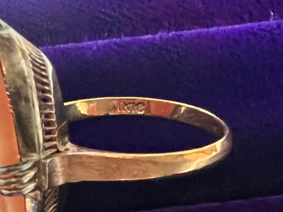 K18刻印 シェルカメオ ゴールドリング 指輪　アンティーク