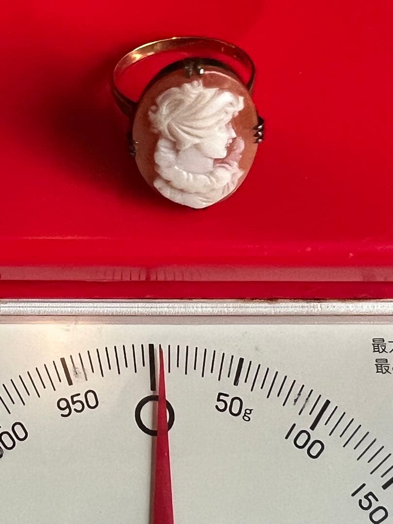 K18刻印 シェルカメオ ゴールドリング 指輪　アンティーク