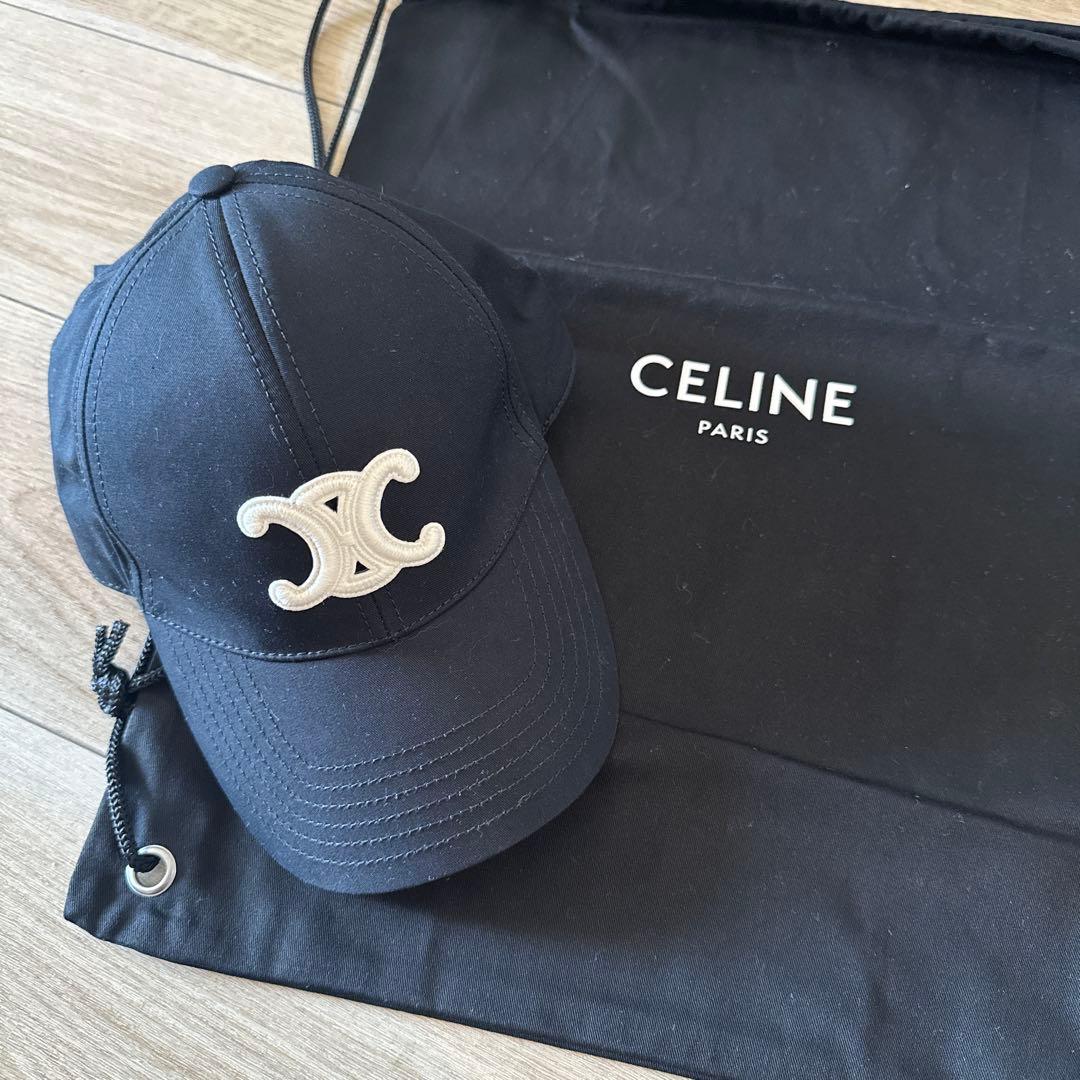 CELINE ネイビーキャップ ロゴ刺繍