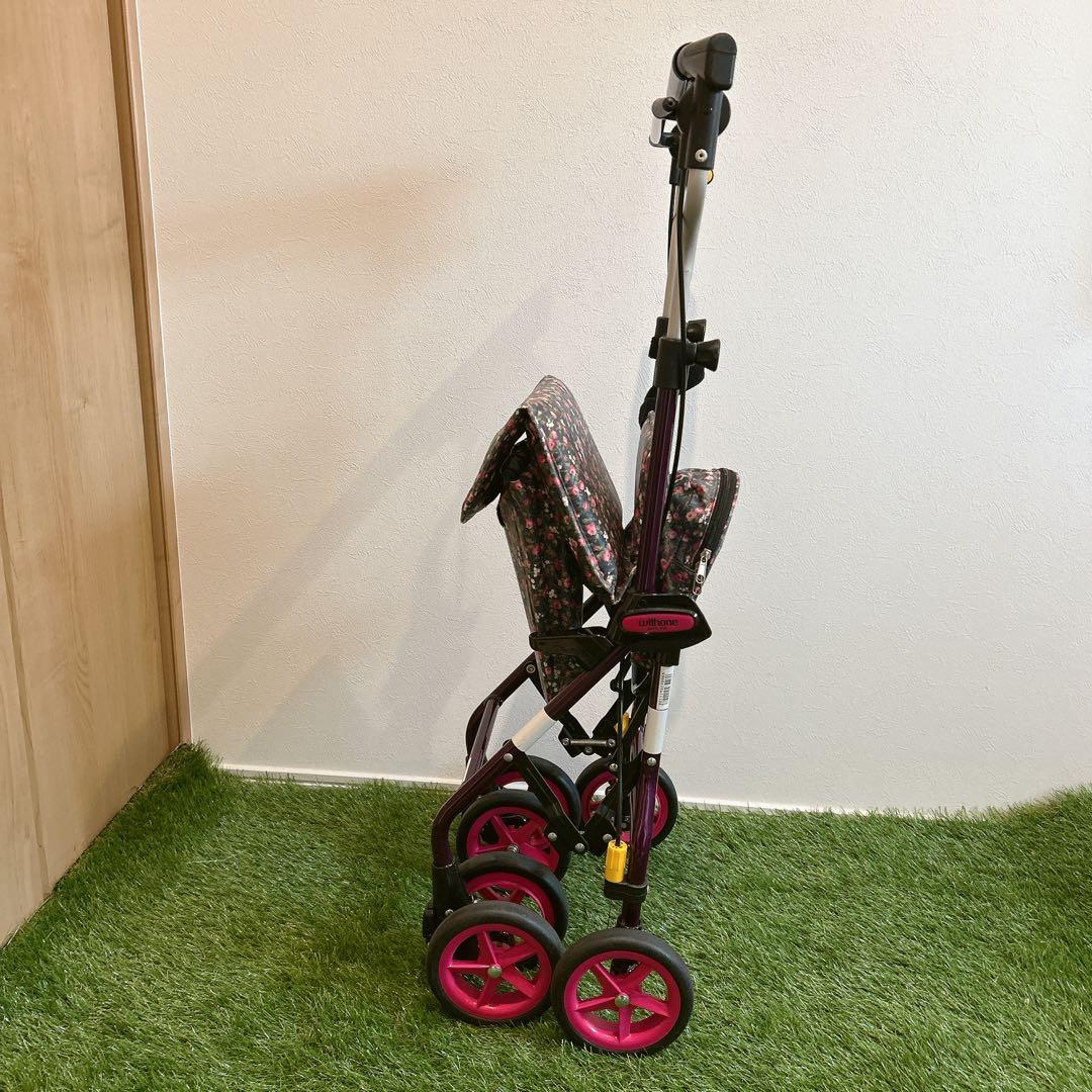 シルバーカー withone タイニーW 花柄 多少の傷あり 良品　紫　ピンク