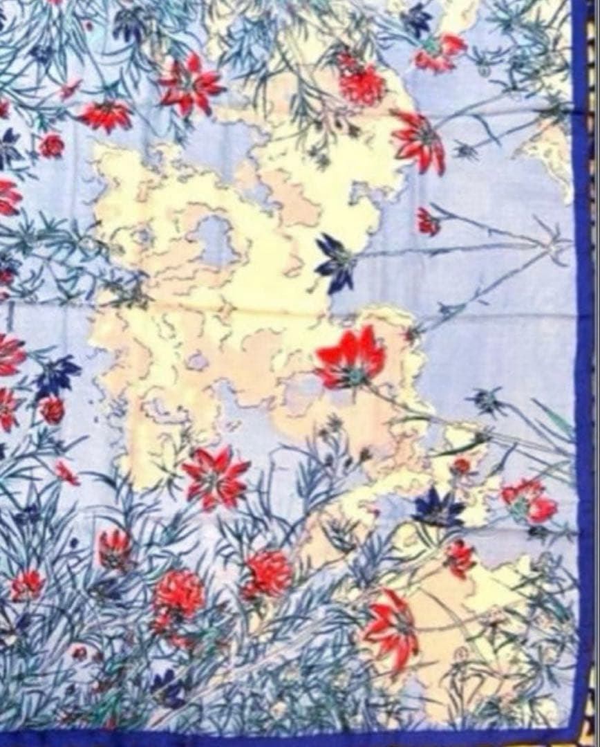 新品未使用 manipuriポンポンフラワーウールシルクストール