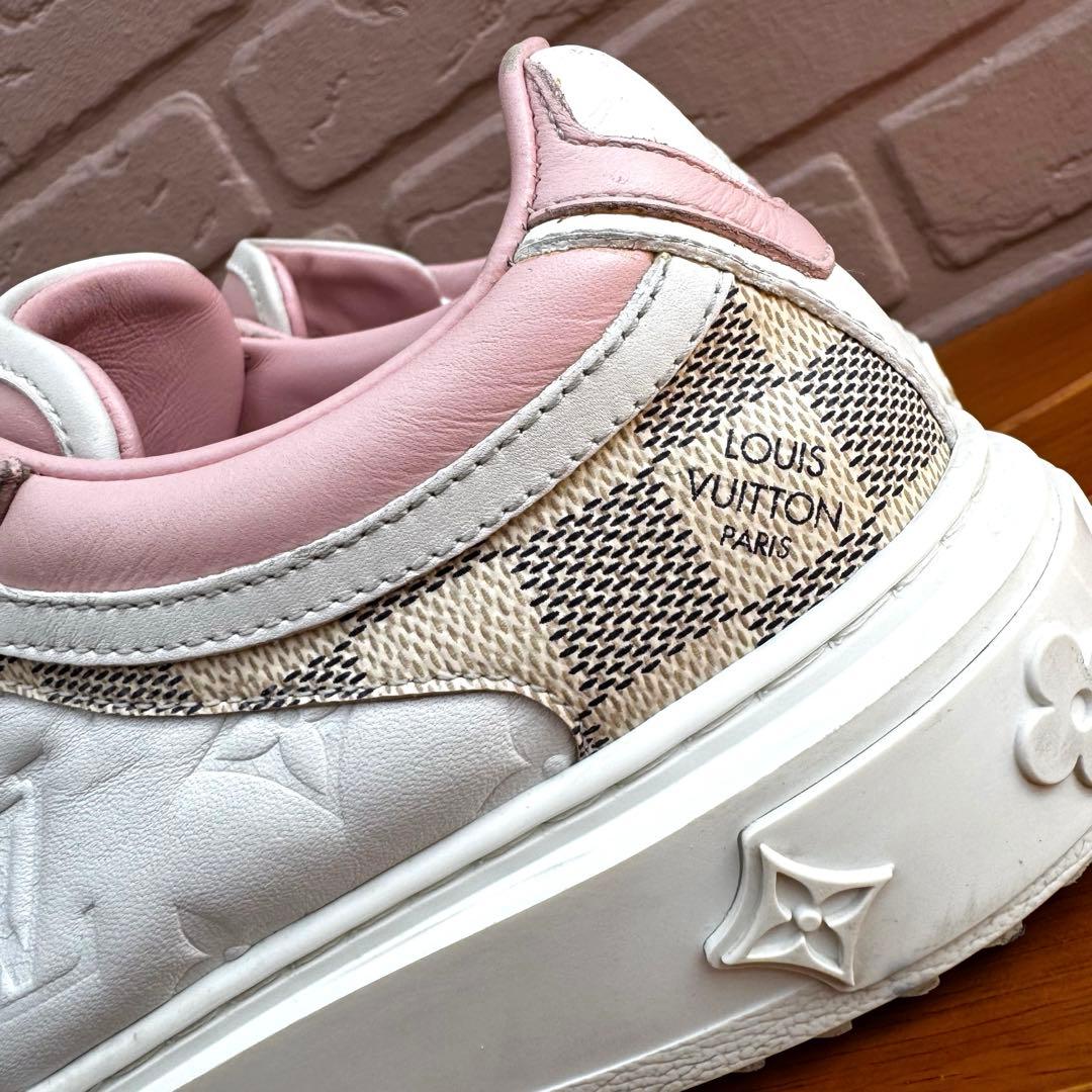 【美品】ルイヴィトン タイムアウトライン モノグラム×ダミエ レザースニーカー