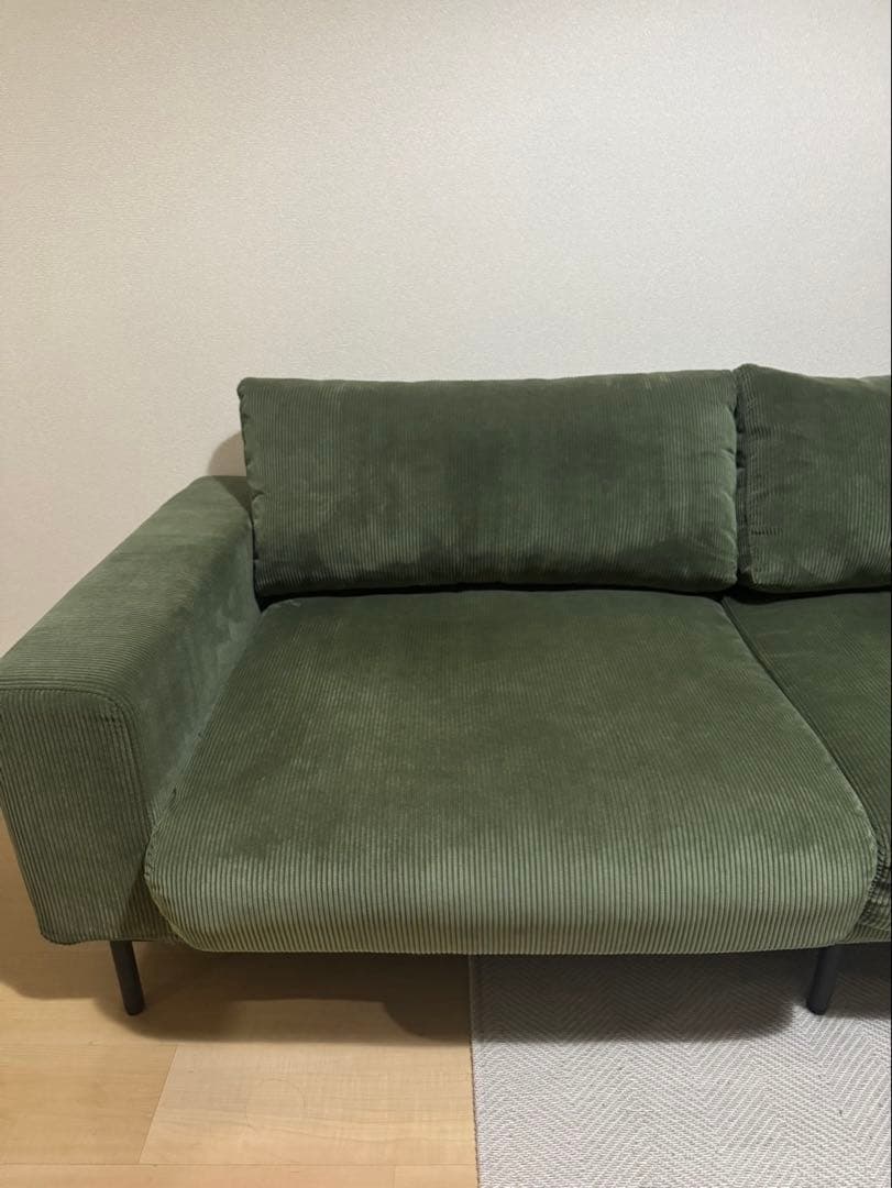 プルートソファ2.5人掛け オリーブグリーン（コーデュロイ）CRASH GATE