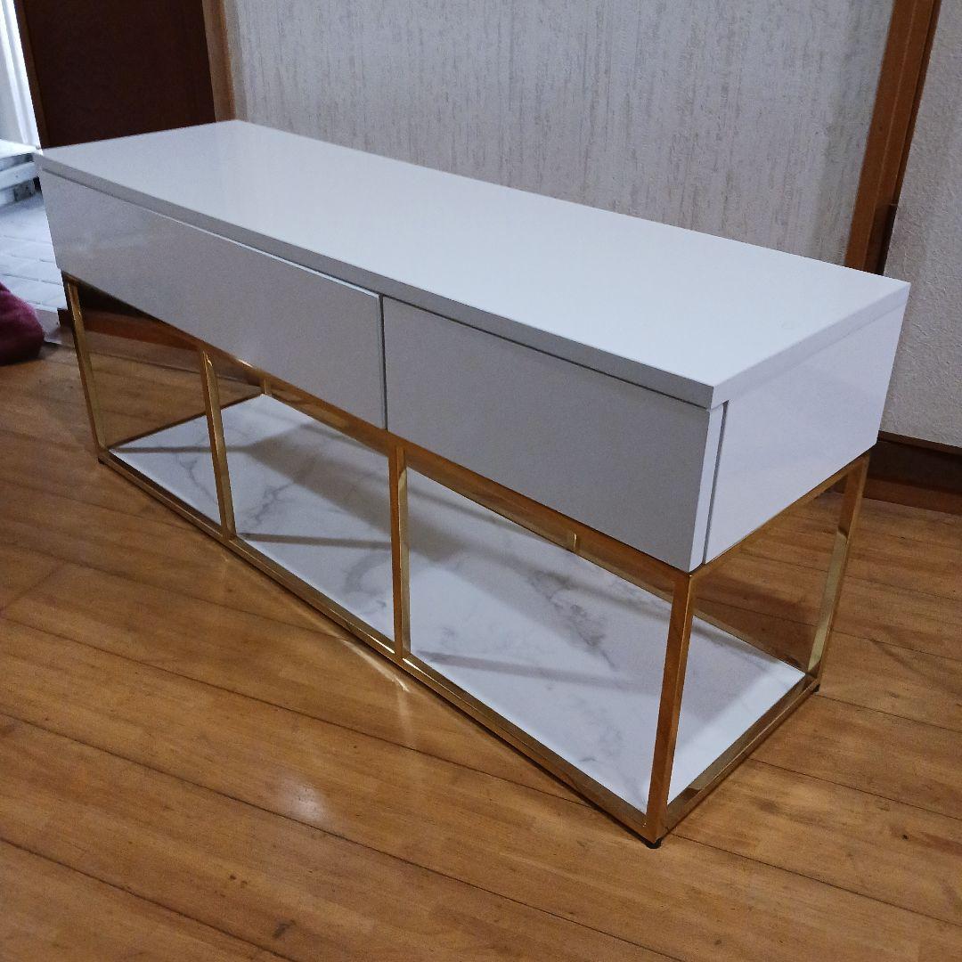 T1265☆美品☆フランフラン　レーヌ　TV台　ゴールドフレーム　大理石調