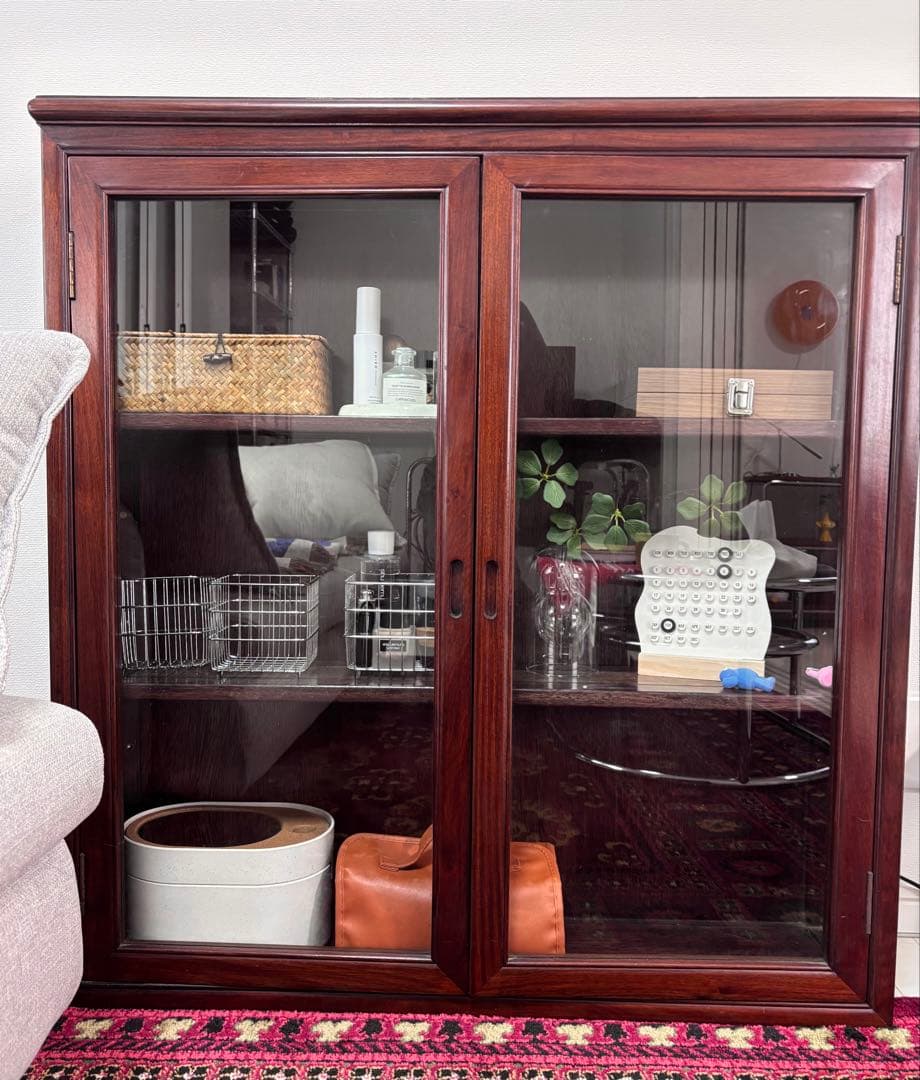 アンティークキャビネット ヴィンテージ 本棚 ブックシェルフ 花梨無垢