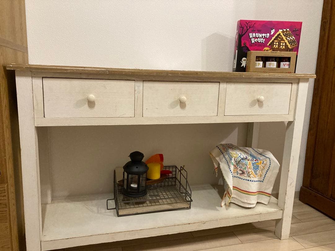 木製カントリー風ホワイトシェルフ