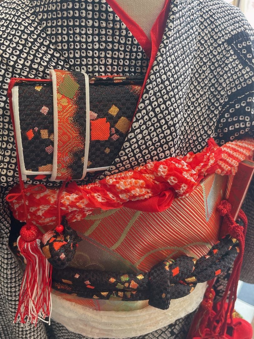 七五三お祝い黒絞り柄セット