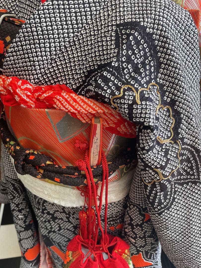 七五三お祝い黒絞り柄セット