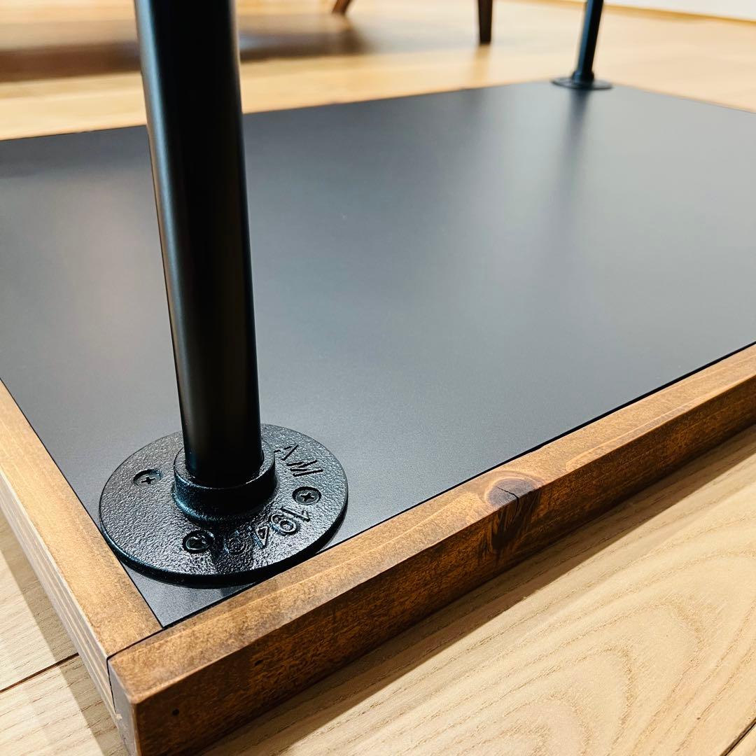 木製ヘリンボーンローテーブル ヴィンテージ仕上げ