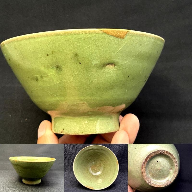 茶碗■朝鮮高麗期 高麗青磁古青磁 金継直し有 古玩 唐物 陶磁李朝 時代物■