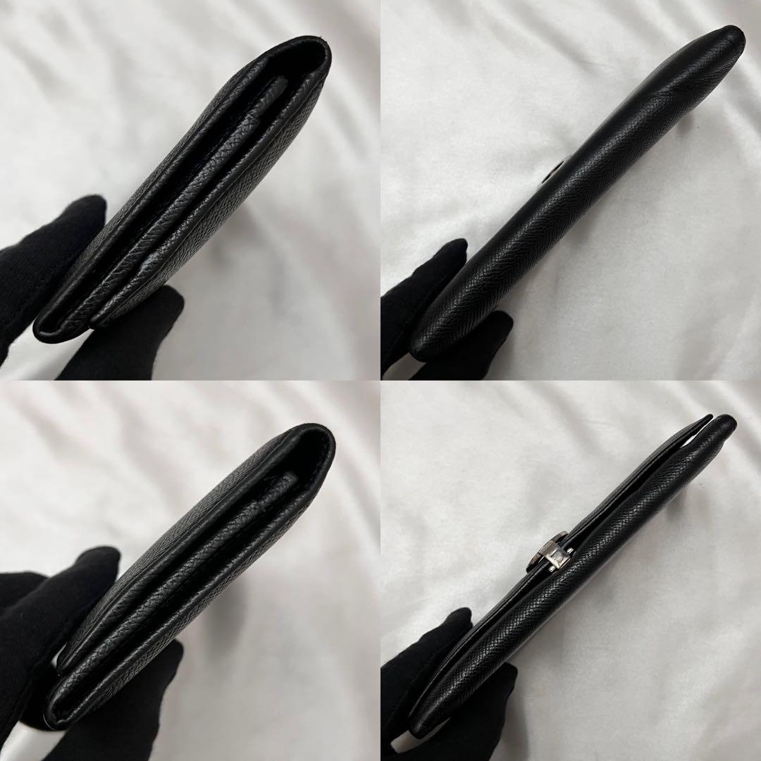 ◇美品◇ブルガリ　ビーゼロワン　フラップ型長財布　シルバー金具×ブラックレザー