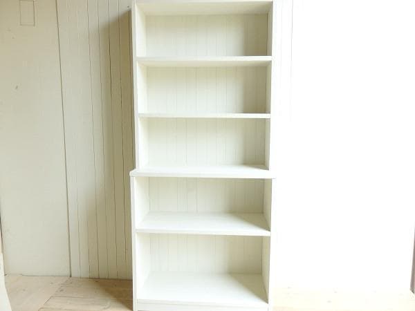 サイズデザインオーダー可6段カップボードW64シャビーナチュラルホワイト受注製作