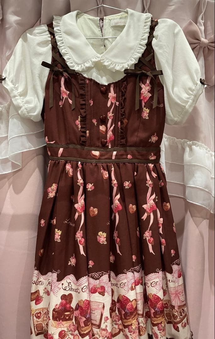 LIZLISA チョコレート柄 ブラウン ワンピース