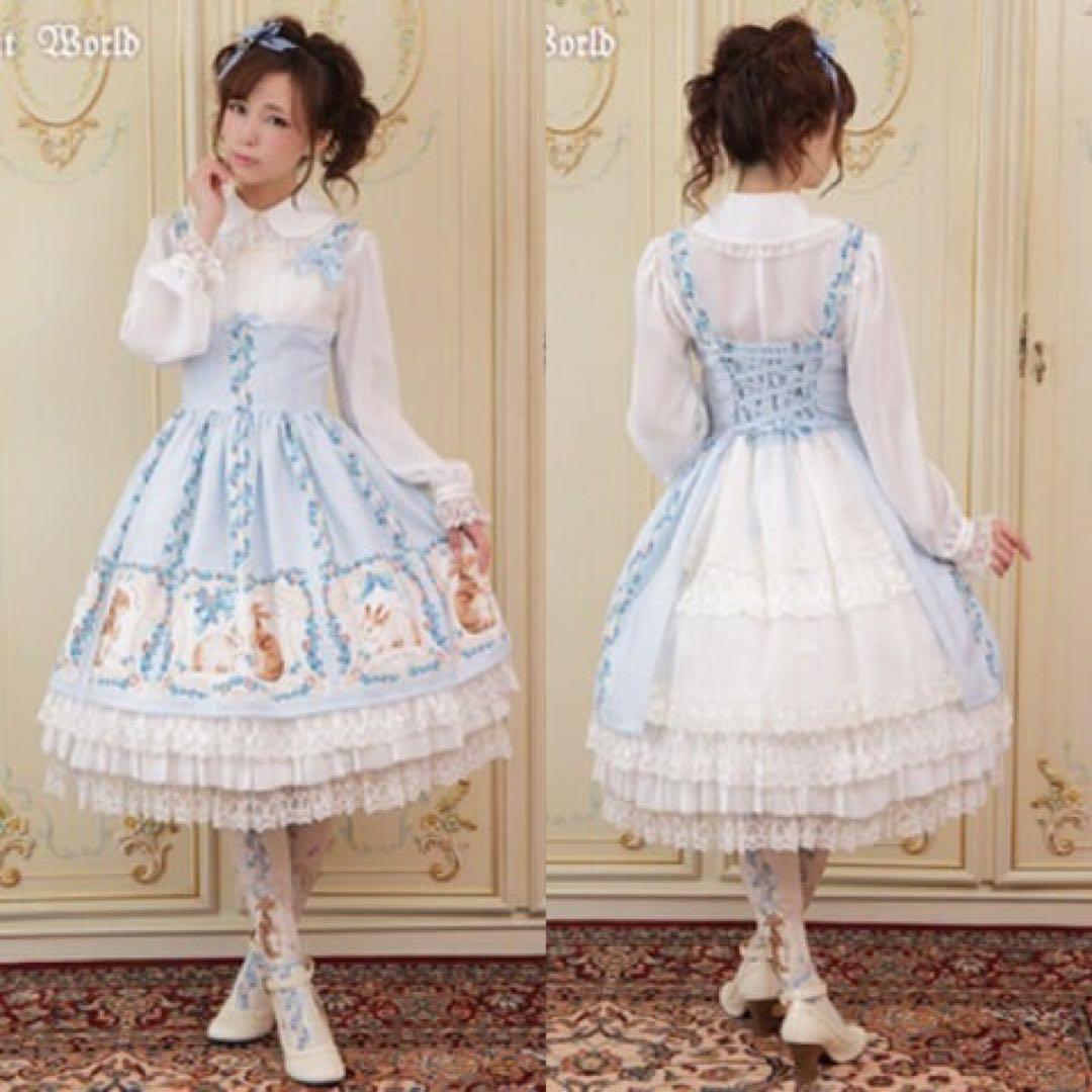 Innocent World 白と茶のうさぎのジャンスカ＆オーバーニーセット