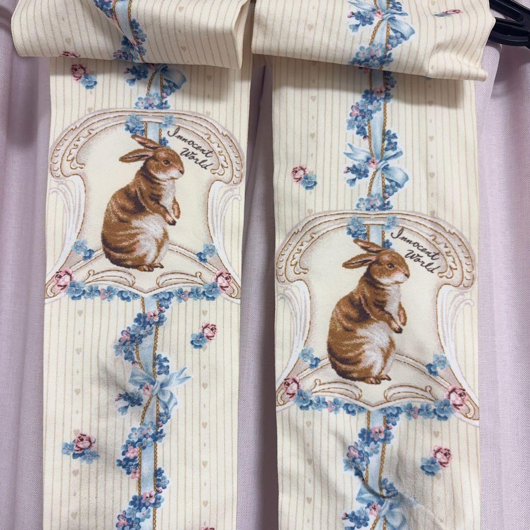 Innocent World 白と茶のうさぎのジャンスカ＆オーバーニーセット