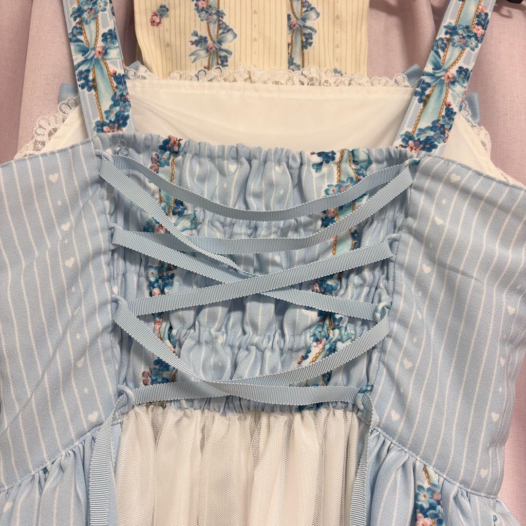 Innocent World 白と茶のうさぎのジャンスカ＆オーバーニーセット