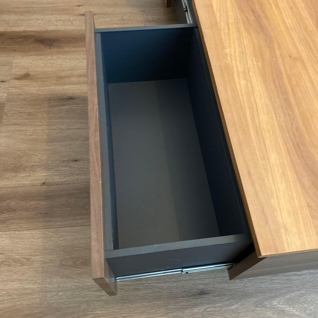 木目調センターテーブル 大量引き出し付き　一生紀