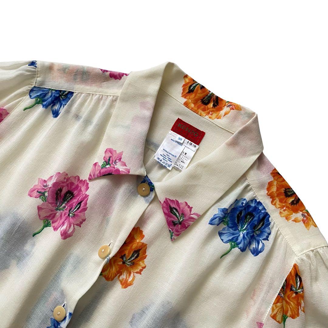 未使用品 KENZO 花柄 フランス製 シャツ ブラウス エルカ OLD