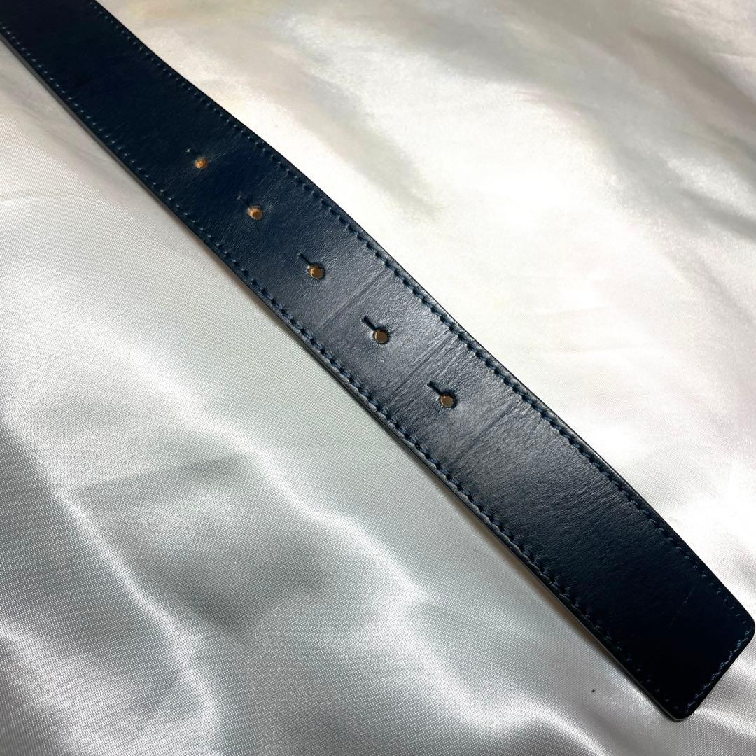 JPG ジャンポールゴルチエ　バックル　レザーベルト　イタリア製　ネイビー