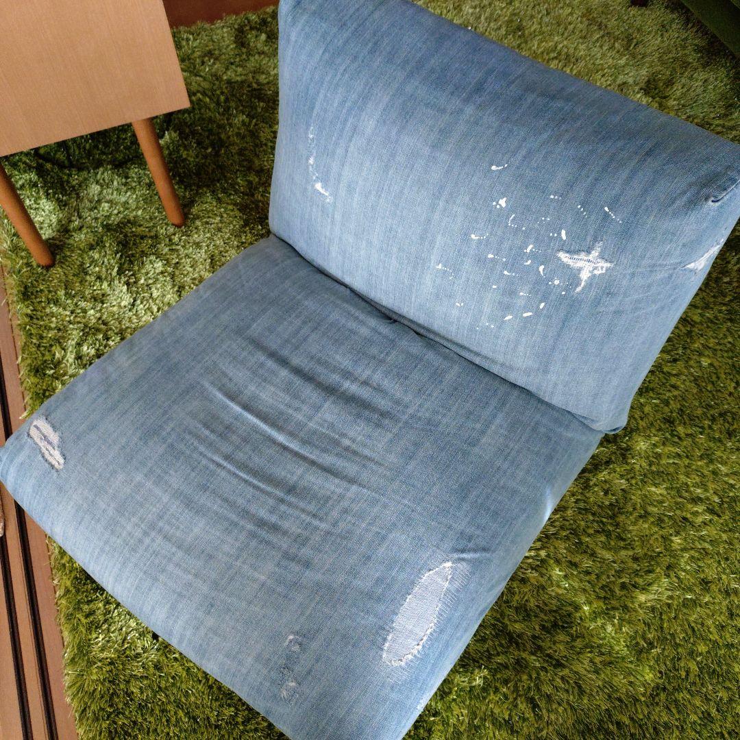 ロデチェア　ダメージデニムカバー １人掛けチェア　リクライニング