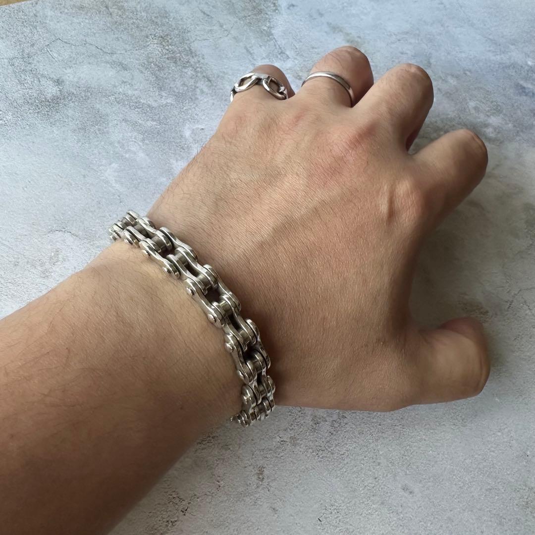 ヴィンテージ ヘビーバイクチェーンブレスレット シルバー925 メキシコ製