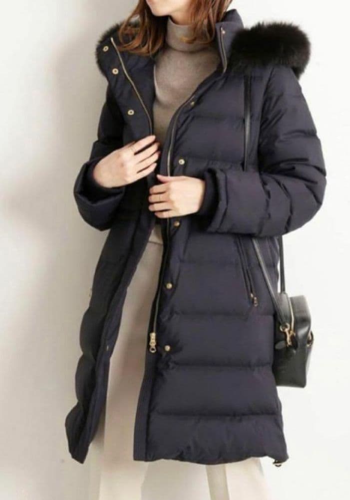 IENA イエナ タフタ ロングダウンコート ネイビー 濃紺 Lサイズ(40)